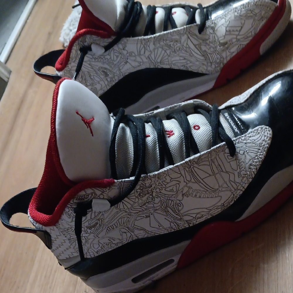 Red and White Sneakers with Black Accents